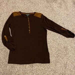 Ralph Lauren Chocolate Henley with Button Detail